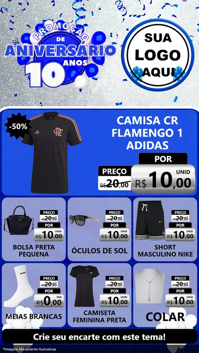 Modelo de Rede Social para Stories com o tema Promoção de Aniversário - 10 Anos para Roupas e acessórios