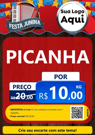 Modelo de Cartaz para Cartaz A4 Vertical com o tema Festa Junina para Açougue