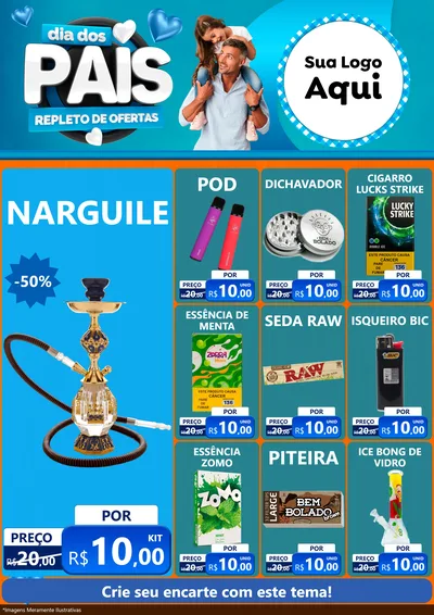 Modelo de Encarte para Encarte A4 Vertical com o tema Dia Dos Pais Repleto de Ofertas para Tabacaria