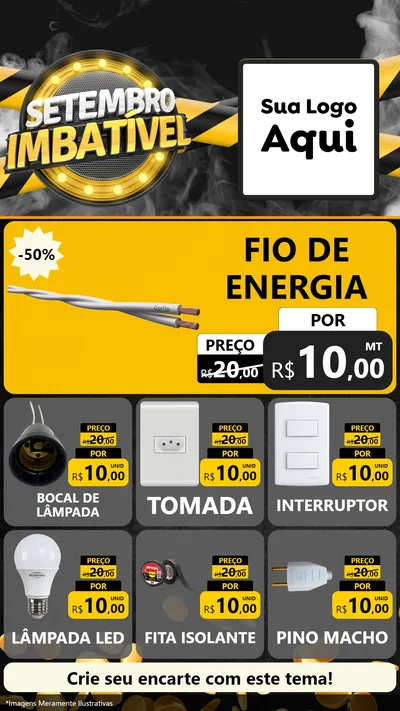 Modelo de Rede Social para Stories com o tema Setembro Imbatível para Materiais Elétricos