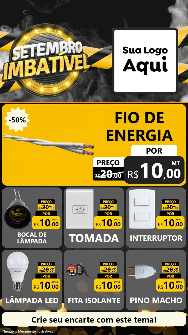 Modelo de Rede Social para Stories com o tema Setembro Imbatível para Materiais Elétricos