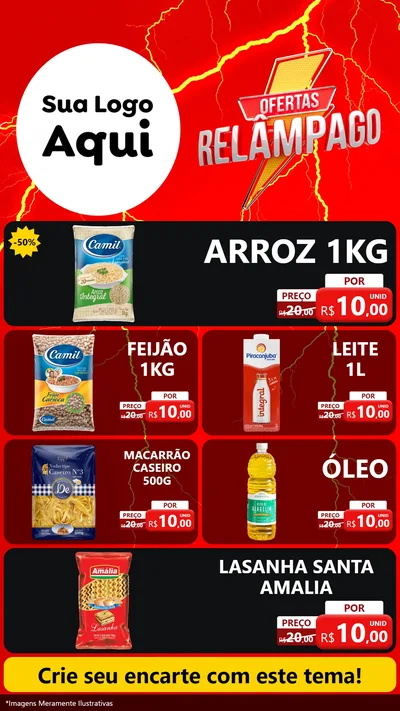 Modelo de TV para TV Vertical com o tema Ofertas Relâmpago para Supermercado