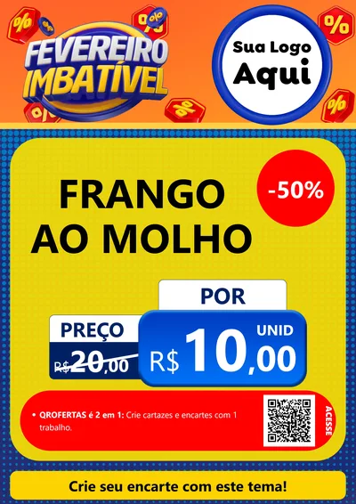 Modelo de Cartaz para Cartaz A4 Vertical com o tema Fevereiro Imbatível para Restaurante