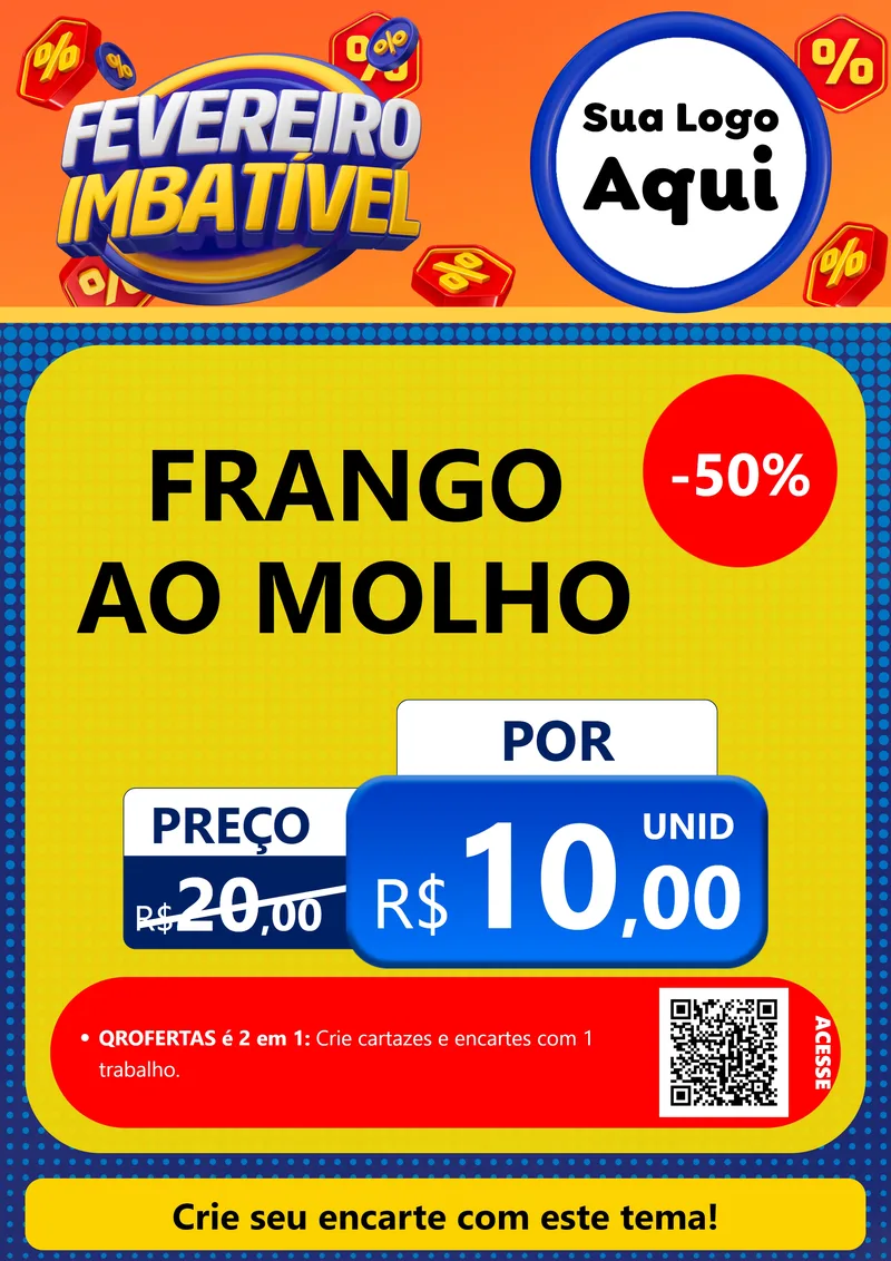 Modelo de Cartaz para Cartaz A4 Vertical com o tema Fevereiro Imbatível para Restaurante