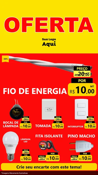 Modelo de Rede Social para Stories com o tema OFERTA - Vermelho Cartaz para Materiais Elétricos