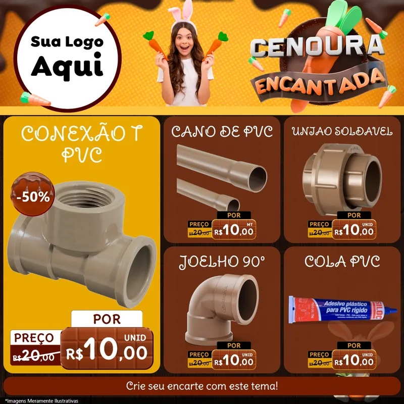 Modelo de Rede Social para Feed Facebook com o tema Cenoura Encantada - Páscoa para Tubos e conexões