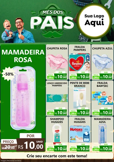 Modelo de Encarte para Encarte A4 Vertical com o tema Mês dos Pais para Bebês