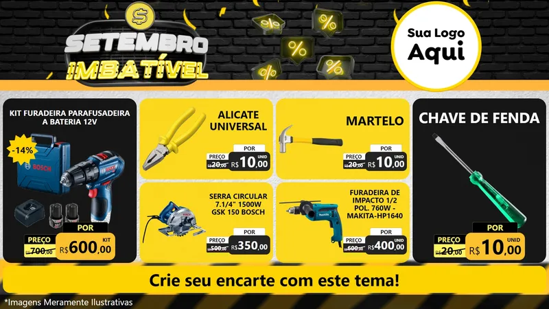 Modelo de TV para TV Horizontal com o tema Setembro Imbatível para Maquinas e Ferramentas