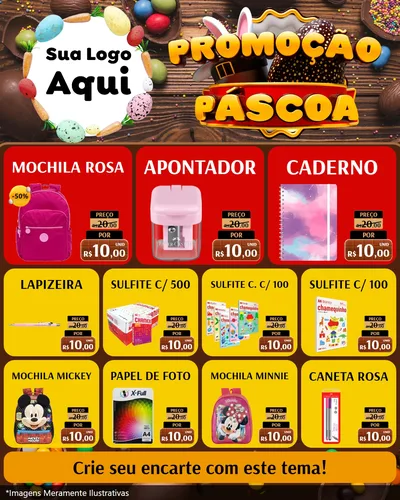 Modelo de Rede Social para Feed Instagram com o tema Promoção Páscoa para Papelaria