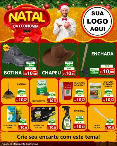 Modelo de Rede Social para Feed Instagram com o tema Natal da Economia para Agropecuária