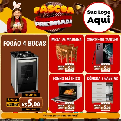 Modelo de Rede Social para Feed Facebook com o tema Páscoa Premiada para Móveis e Eletro