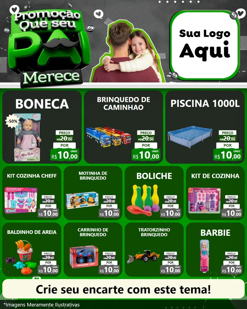Modelo de Rede Social para Feed Instagram com o tema Promoção Que seu Pai Merece para Brinquedos