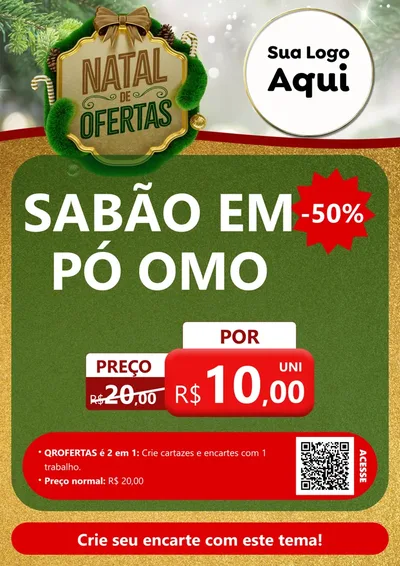 Modelo de Cartaz para Cartaz A4 Vertical com o tema Ofertas de Natal para Produtos de Limpeza