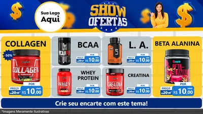 Modelo de TV para TV Horizontal com o tema Show de Ofertas para Suplementos alimentares
