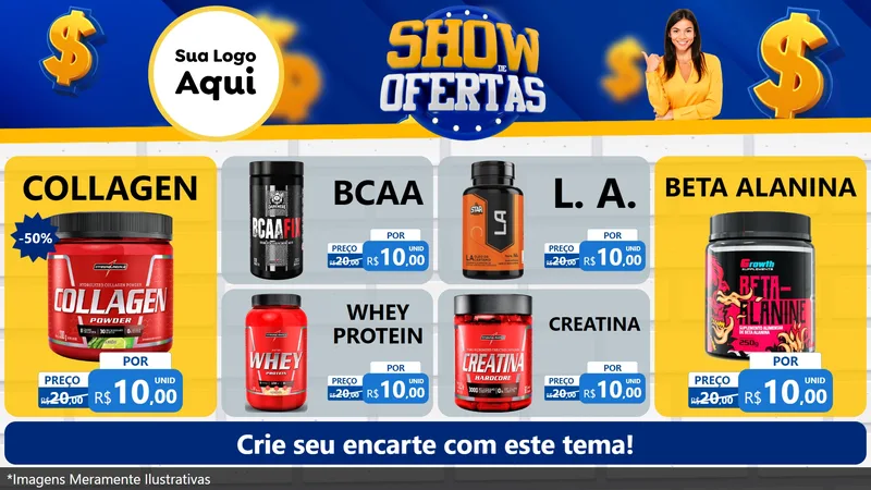 Modelo de TV para TV Horizontal com o tema Show de Ofertas para Suplementos alimentares