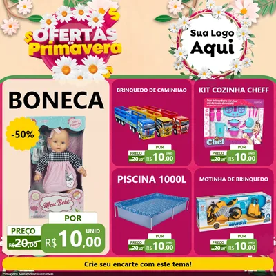 Modelo de Rede Social para Feed Facebook com o tema Ofertas de Primavera para Brinquedos