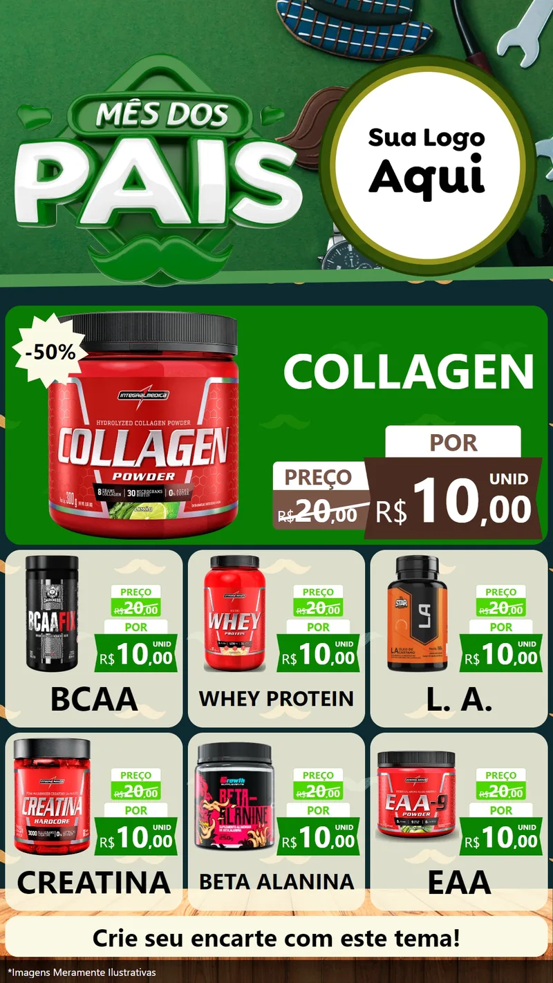 Modelo de Rede Social para Stories com o tema Mês dos Pais para Suplementos alimentares