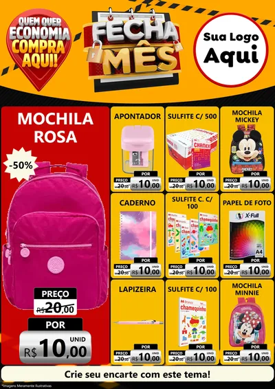 Modelo de Encarte para Encarte A4 Vertical com o tema Fecha Mês para Papelaria