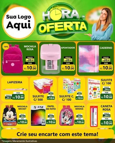 Modelo de Rede Social para Feed Instagram com o tema Hora da Oferta para Papelaria
