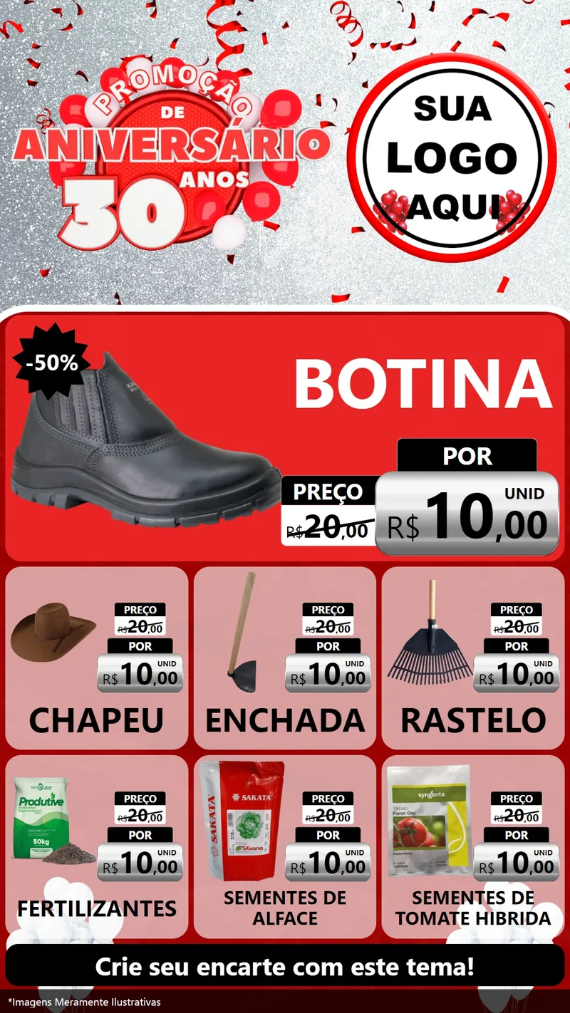Modelo de Rede Social para Stories com o tema Promoção de Aniversário - 30 Anos para Agropecuária