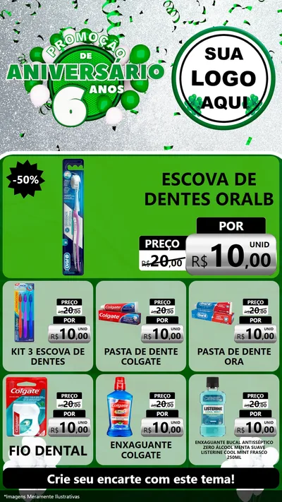 Modelo de Rede Social para Stories com o tema Promoção de Aniversário - 6 Anos para Higiene Pessoal