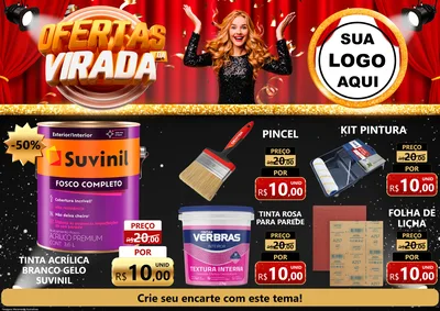 Modelo de Encarte para Encarte A4 Horizontal com o tema Ofertas da Virada para Tintas e Ferramentas