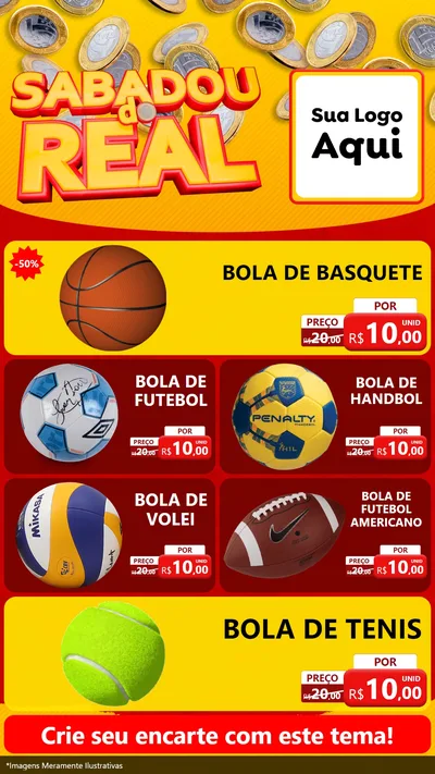 Modelo de TV para TV Vertical com o tema Sabadou do Real para Artigos Esportivos