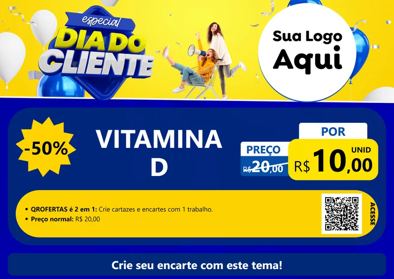 Modelo de Cartaz para Cartaz A4 Horizontal com o tema Especial Dia do Cliente para Farmácia