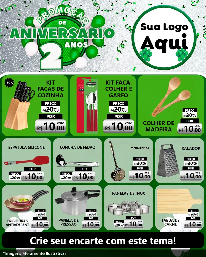 Modelo de Rede Social para Feed Instagram com o tema Promoção de Aniversário - 2 Anos para Utilidades Domésticas