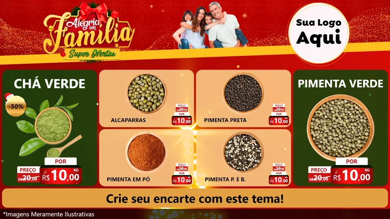 Modelo de TV para TV Horizontal com o tema Alegria em Família Super Ofertas - Natal para Produtos Naturais