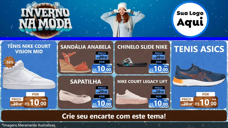 Modelo de TV para TV Horizontal com o tema Inverno na Moda para Calçados