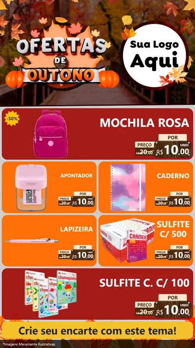 Modelo de TV para TV Vertical com o tema Ofertas de Outono para Papelaria