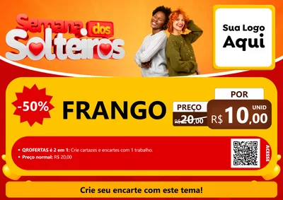 Modelo de Cartaz para Cartaz A4 Horizontal com o tema Semana dos Solteiros para Assados