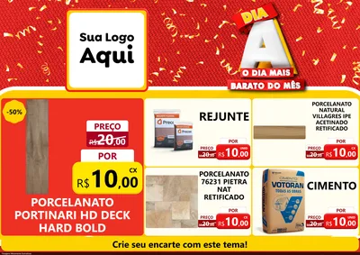 Modelo de Encarte para Encarte A4 Horizontal com o tema Dia A o Dia Mais Barato do Mês para Pisos e revestimentos