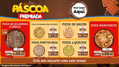 Modelo de TV para TV Horizontal com o tema Páscoa Premiada para Pizzaria