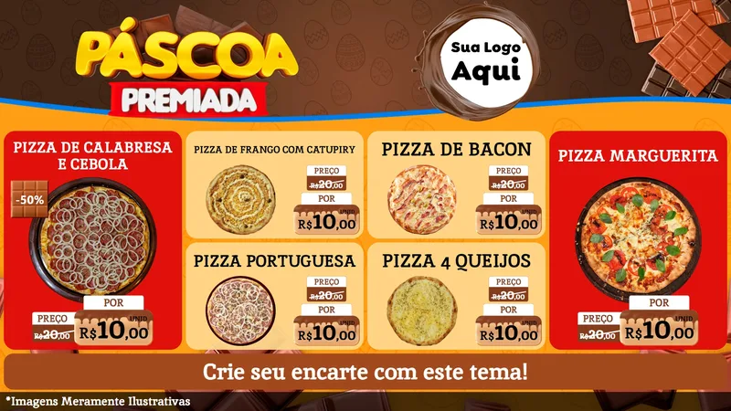 Modelo de TV para TV Horizontal com o tema Páscoa Premiada para Pizzaria