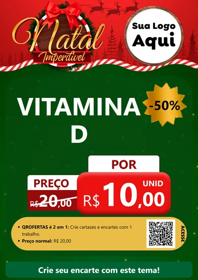 Modelo de Cartaz para Cartaz A4 Vertical com o tema Natal Imperdível para Farmácia