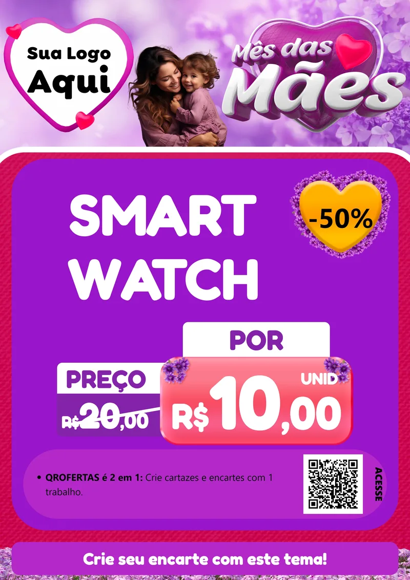 Modelo de Cartaz para Cartaz A4 Vertical com o tema Mês das Mães para Informática