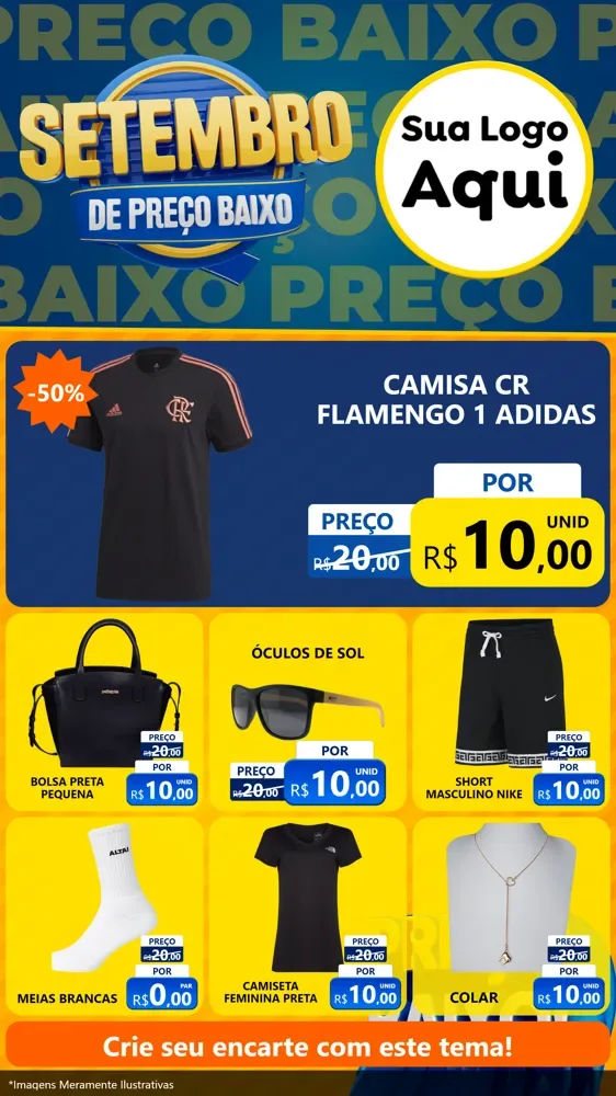 Modelo de Rede Social para Stories com o tema Setembro De Preço Baixo para Roupas e acessórios