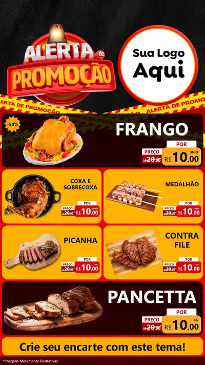 Modelo de TV para TV Vertical com o tema Alerta de Promoção para Assados
