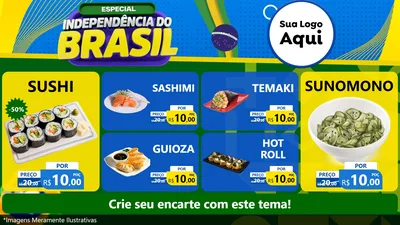 Modelo de TV para TV Horizontal com o tema Especial Independência do Brasil para Comida japonesa