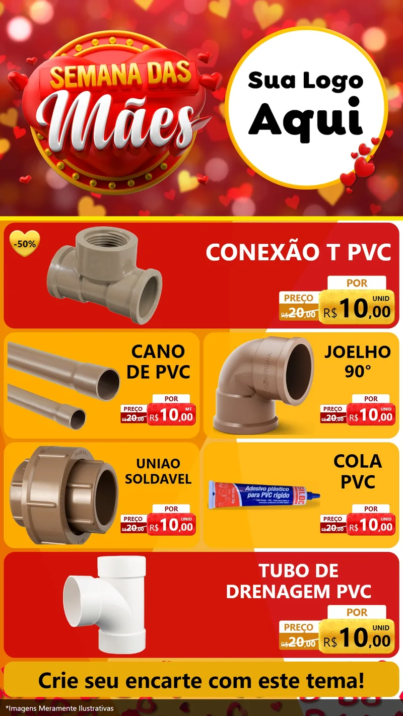 Modelo de TV para TV Vertical com o tema Semana das Mães para Tubos e conexões
