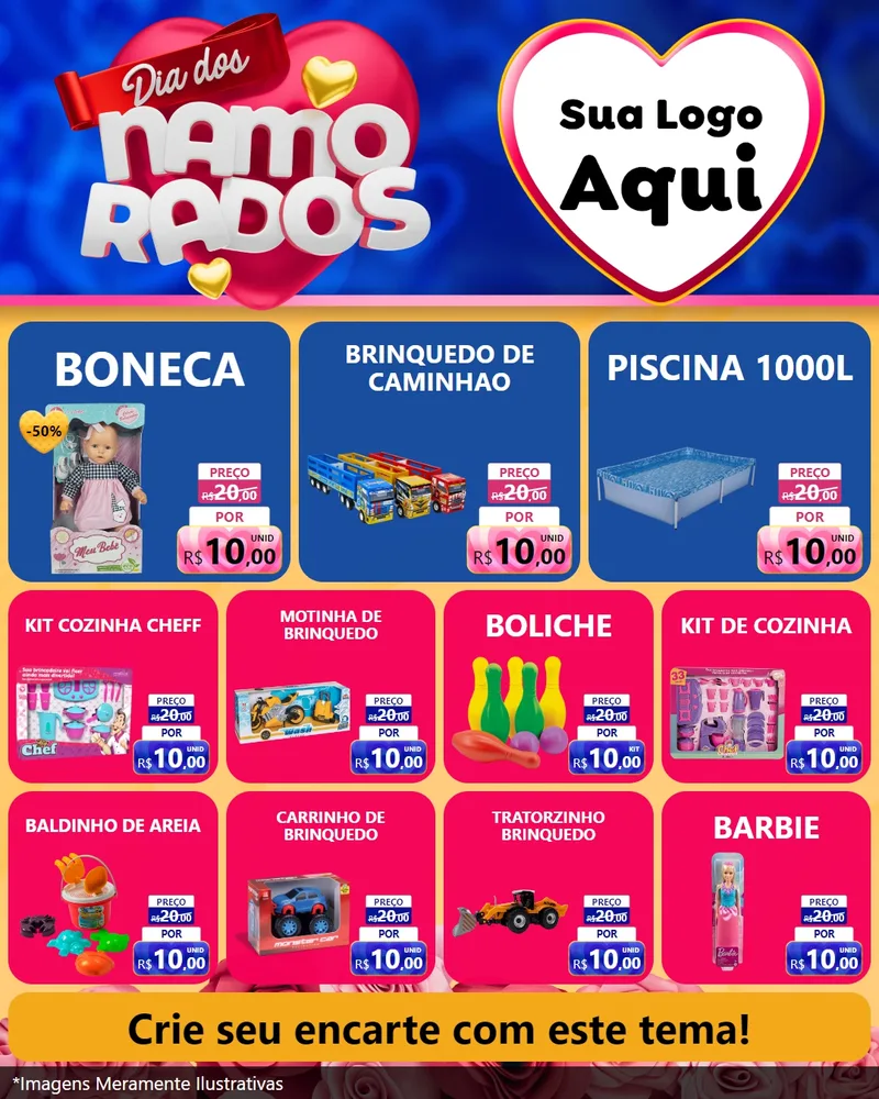 Modelo de Rede Social para Feed Instagram com o tema Dia dos namorados para Brinquedos