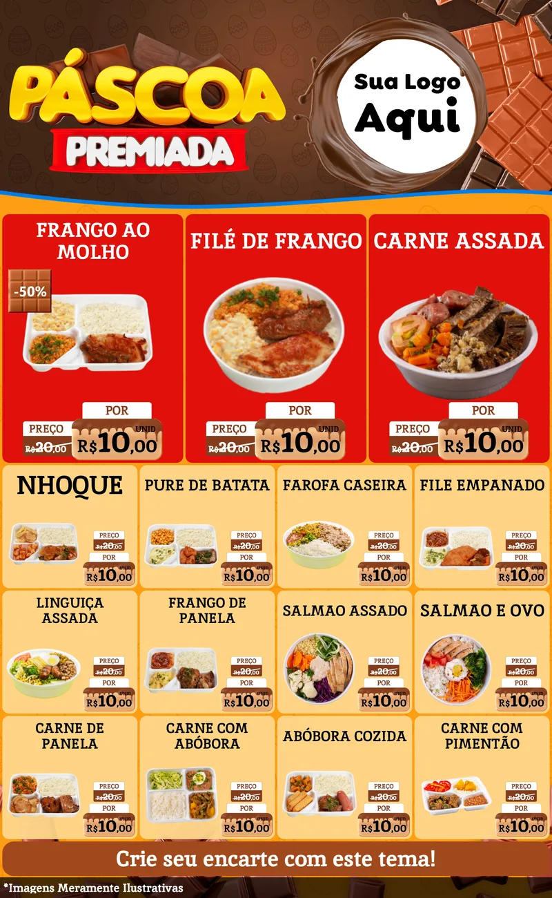 Modelo de Encarte para Encarte Grande com o tema Páscoa Premiada para Restaurante
