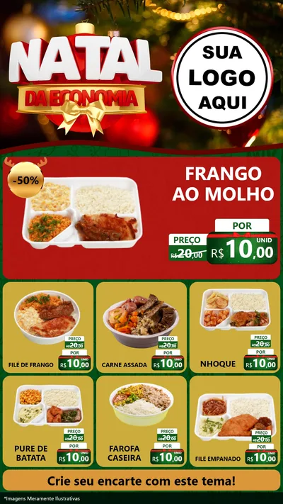 Modelo de Rede Social para Stories com o tema Natal da Economia para Restaurante