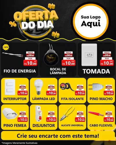 Modelo de Rede Social para Feed Instagram com o tema Oferta Do Dia para Materiais Elétricos