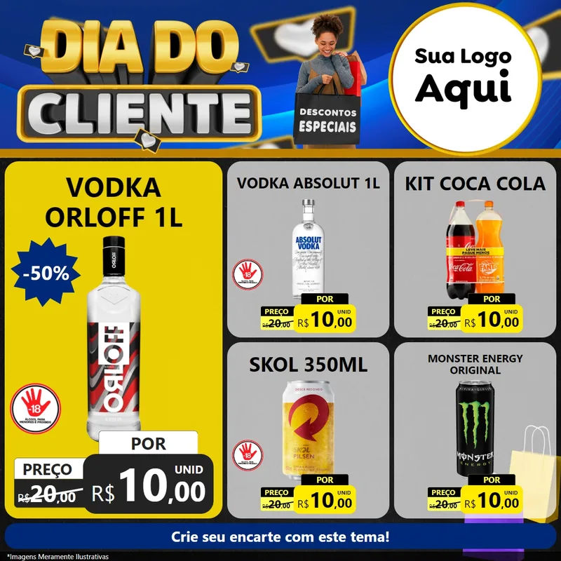 Modelo de Rede Social para Feed Facebook com o tema Dia Do Cliente para Distribuidora de bebidas