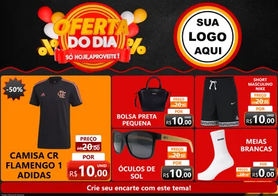 Modelo de Encarte para Encarte A4 Horizontal com o tema Oferta do Dia - Só hoje, Aproveite! para Roupas e acessórios