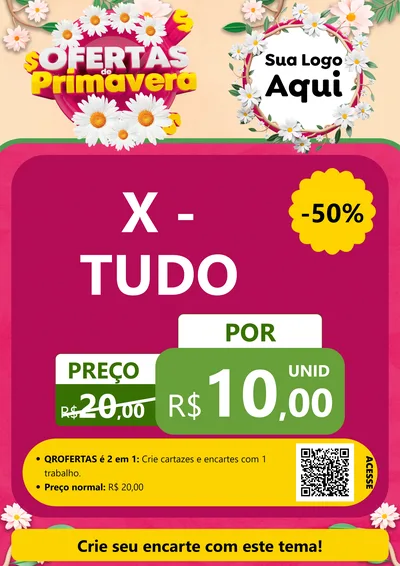 Modelo de Cartaz para Cartaz A4 Vertical com o tema Ofertas de Primavera para Hamburgueria