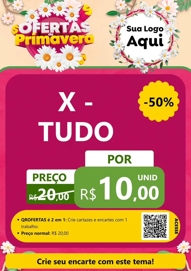 Modelo de Cartaz para Cartaz A4 Vertical com o tema Ofertas de Primavera para Hamburgueria